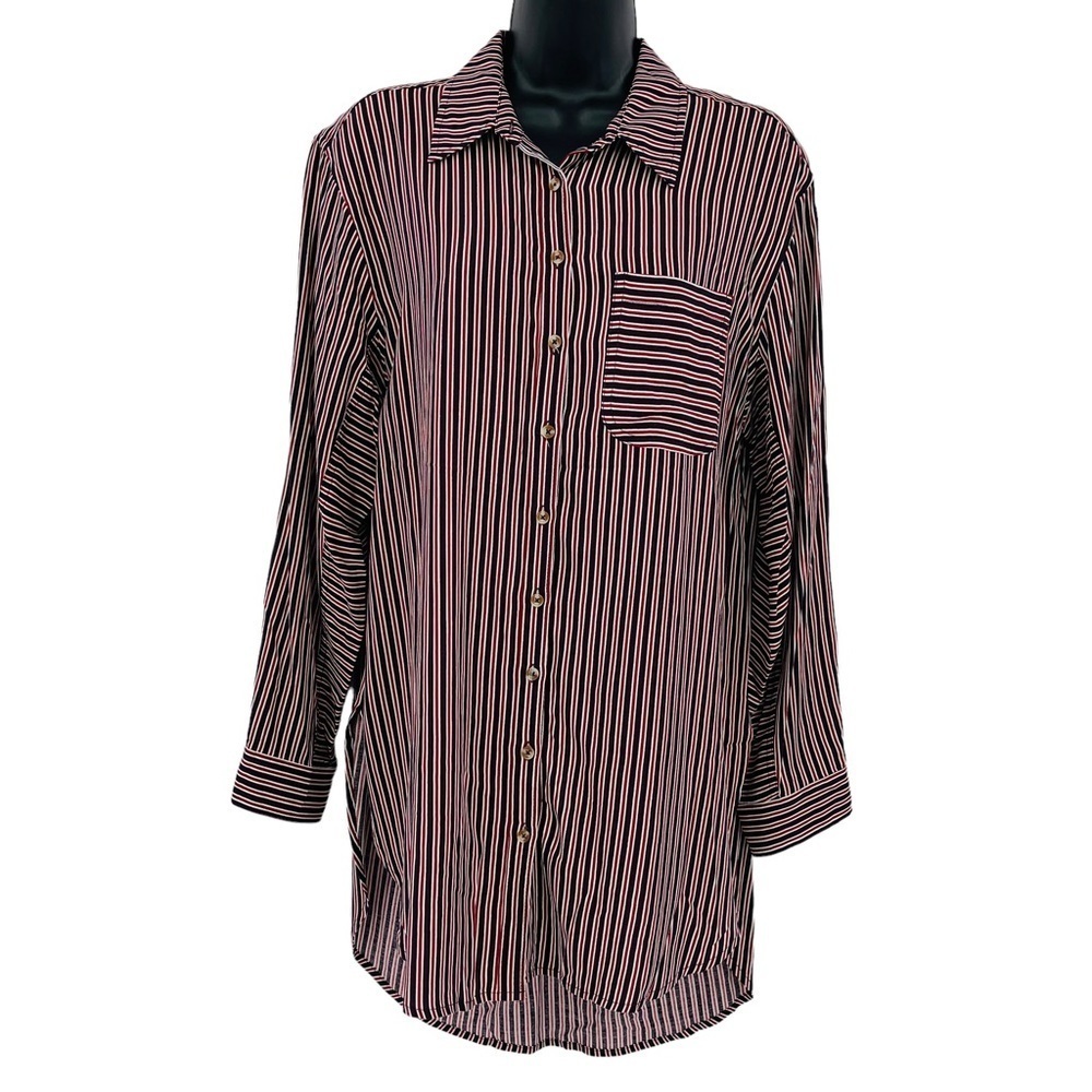 Anthropologie Maeve Adelaide poplin shirt tunic stripe women's‎ size M